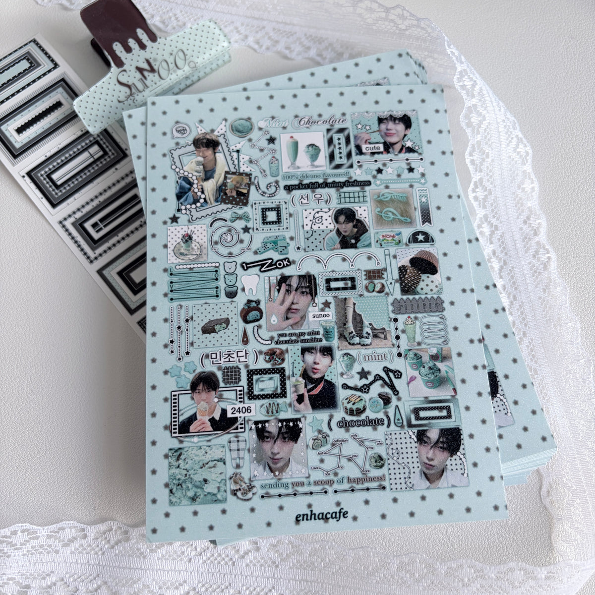 mint choconoo sticker sheet 🍫⋆˚࿔